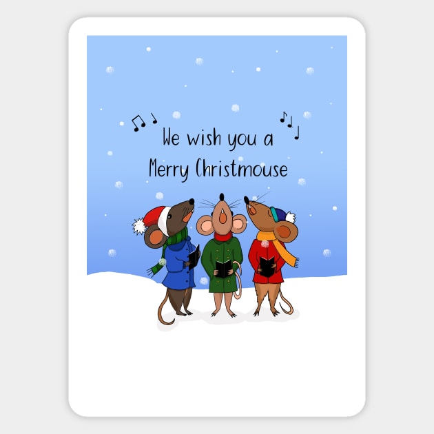 We Wish you a Merry Christmouse, singing mice design Sticker by Maddybennettart